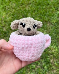 Image 2 of Crochet Plush Pup Cup Fidget Toy