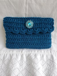 Image 6 of Teal Sparkly Clutch | Cosmetic Bag