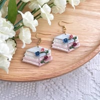 Image 2 of Whimsical Floral Book Dangly Earrings