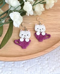 Image 4 of Cat in a Teacup Earrings