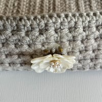 Image 8 of Gray Pearl Crocheted Shoulder Bag - Ready to ship