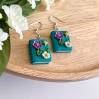 Image 5 of Whimsical Floral Book Dangly Earrings