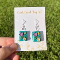 Image 6 of Whimsical Floral Book Dangly Earrings