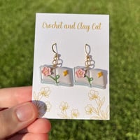 Image 7 of Whimsical Floral Book Dangly Earrings