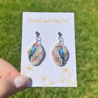 Image 2 of Watercolor Woodpecker Earrings