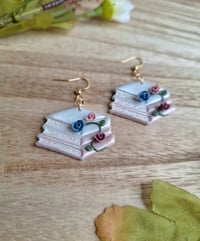 Image 8 of Whimsical Floral Book Dangly Earrings