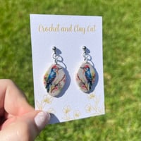 Image 3 of Watercolor Woodpecker Earrings
