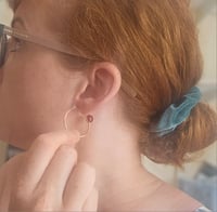Image 4 of Copper Hoop Earrings - with Carnelian Gemstone 