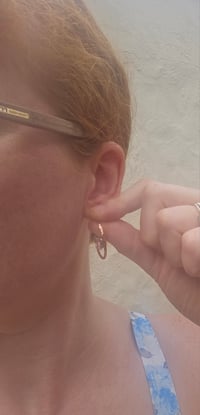 Image 9 of Copper Hoop Earrings - with Carnelian Gemstone 