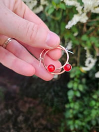 Image 7 of Copper Hoop Earrings - with Carnelian Gemstone 