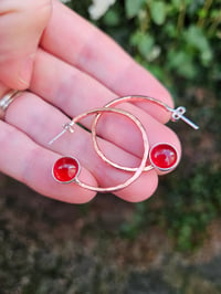 Image 1 of Copper Hoop Earrings - with Carnelian Gemstone 