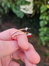 Image 2 of Copper Hoop Earrings - with Carnelian Gemstone 
