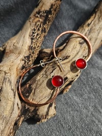 Image 10 of Copper Hoop Earrings - with Carnelian Gemstone 