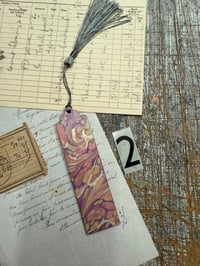 Image 4 of Small one-of-a-kind wooden hand marbled bookmark with tassel YOU CHOOSE