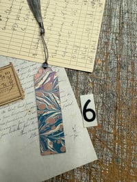Image 8 of Small one-of-a-kind wooden hand marbled bookmark with tassel YOU CHOOSE