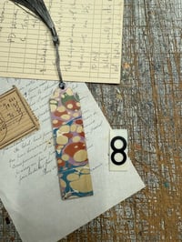 Image 10 of Small one-of-a-kind wooden hand marbled bookmark with tassel YOU CHOOSE