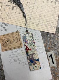 Image 3 of Small one-of-a-kind wooden hand marbled bookmark with tassel YOU CHOOSE