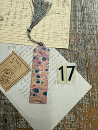 Image 19 of Small one-of-a-kind wooden hand marbled bookmark with tassel YOU CHOOSE