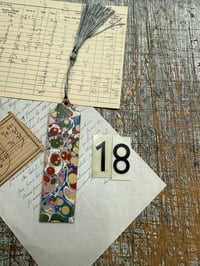 Image 20 of Small one-of-a-kind wooden hand marbled bookmark with tassel YOU CHOOSE