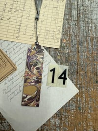 Image 16 of Small one-of-a-kind wooden hand marbled bookmark with tassel YOU CHOOSE