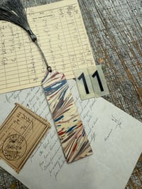 Image 13 of Small one-of-a-kind wooden hand marbled bookmark with tassel YOU CHOOSE