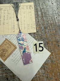 Image 17 of Small one-of-a-kind wooden hand marbled bookmark with tassel YOU CHOOSE
