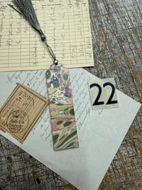 Image 24 of Small one-of-a-kind wooden hand marbled bookmark with tassel YOU CHOOSE