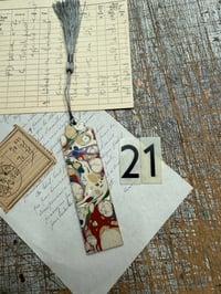 Image 23 of Small one-of-a-kind wooden hand marbled bookmark with tassel YOU CHOOSE