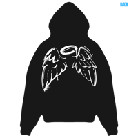 Image 1 of Black Hoodie with angel wings 