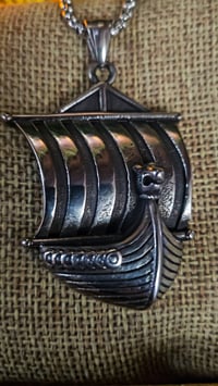 Image 4 of 👑The Armored Kingdom Silver Longship of North Necklace