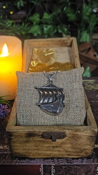 Image 2 of 👑The Armored Kingdom Silver Longship of North Necklace