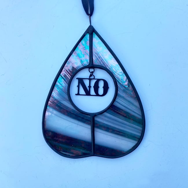Stained Glass Planchette - Iridescent Black & White Wispy