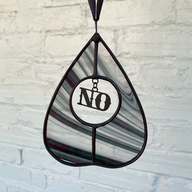 Stained Glass Planchette - Iridescent Black & White Wispy