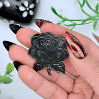 Image 2 of Black Rose Enamel Pin with Skulls | Dark Aesthetic Pin