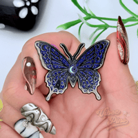 Image 1 of Celestial Butterfly Enamel Pin – Midnight Galaxy Glitter 