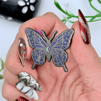 Image 4 of Celestial Butterfly Enamel Pin – Midnight Galaxy Glitter 