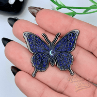 Image 5 of Celestial Butterfly Enamel Pin – Midnight Galaxy Glitter 