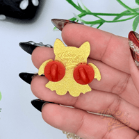 Image 2 of Vampire Bat Enamel Pin – Red Glitter Eyes & Heart | Cute Goth Pin