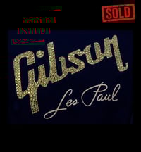 Image 1 of SOLD Hand customised Gold Gibson logo T shirt