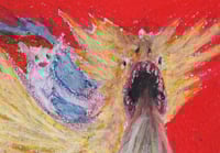 Image 2 of ORIGINAL: Elf riding fire-breathing dragon (on red) 1