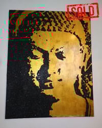 Image 1 of SOLD Gold Buddha on Canvas (Distressed Gold Leaf / craquelure lacquer)