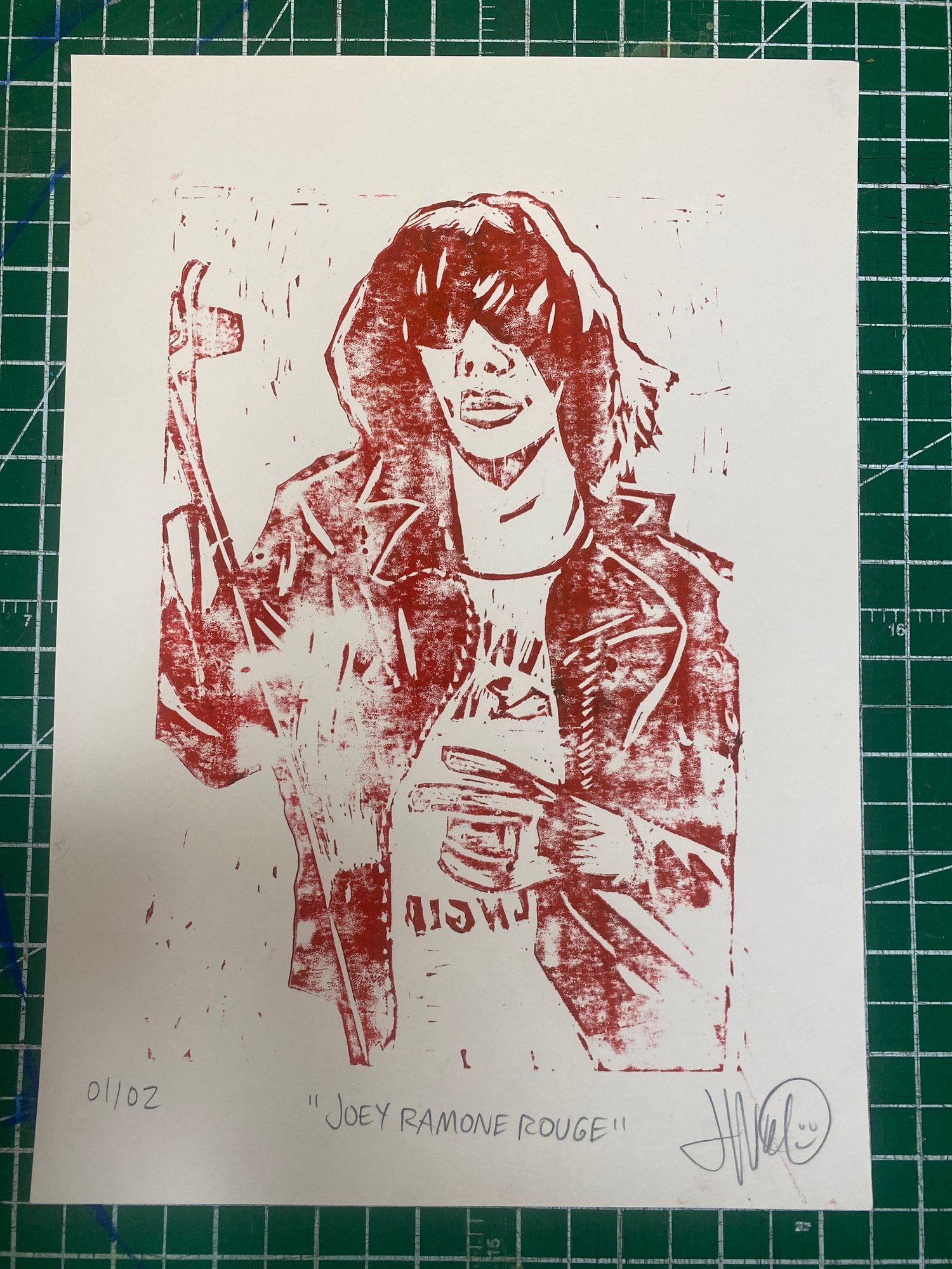 Image of Joey Ramone-Impression en lino
