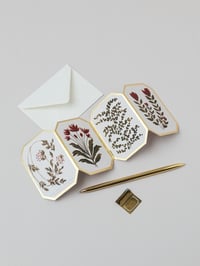 Image 1 of CONCERTINA BOTANICAL RED FLOWER DIE CUT MINI CARD