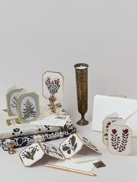 Image 3 of CONCERTINA BOTANICAL RED FLOWER DIE CUT MINI CARD