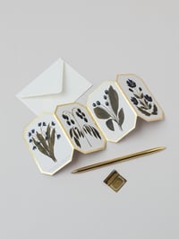 Image 1 of CONCERTINA BOTANICAL BLUE FLOWER DIE CUT MINI CARD