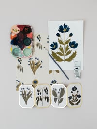 Image 2 of CONCERTINA BOTANICAL BLUE FLOWER DIE CUT MINI CARD