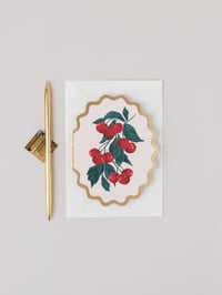 Image 1 of  CHERRIES BOTANICAL FRUIT SCALLOP DIE CUT CARD