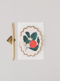 Image 1 of ORANGE BOTANICAL FRUIT SCALLOP DIE CUT CARD