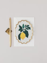 Image 1 of LEMON BOTANICAL FRUIT SCALLOP DIE CUT CARD
