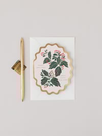 Image 1 of MERRY CHRISTMAS AND A HAPPY NEW YEAR SCALLOP DIE CUT CARD